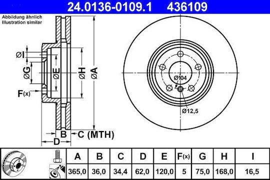 Bmw X5 E70 Ate 24013601091 Brake Disc
