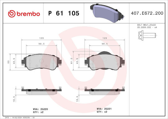 Brake Pads Citroen C4 Ii B7 Brembo P61105