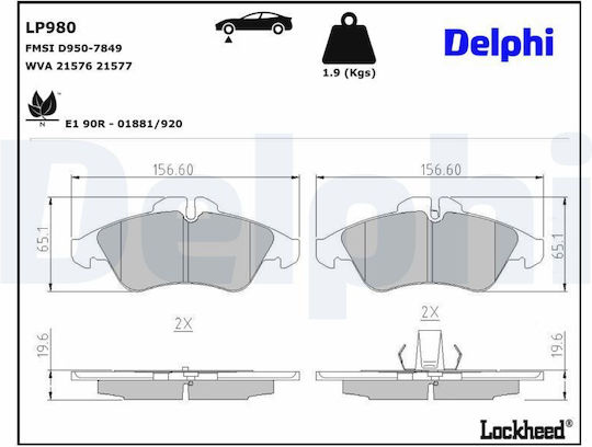 Delphi Спирачна накладка Задни за Mercedes-Benz Sprinter / Vito