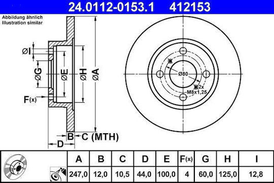 Opel Agila A H00 Ate 24011201531 Brake Disc