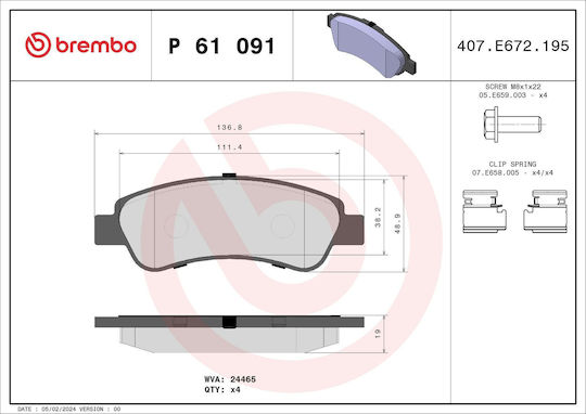 Brembo Brake Pad Rear for Citroen Jumper Opel Movano Peugeot Boxer