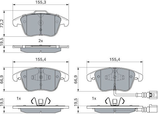 Bosch Brake Pad Front 4pcs for Audi A4 / A5
