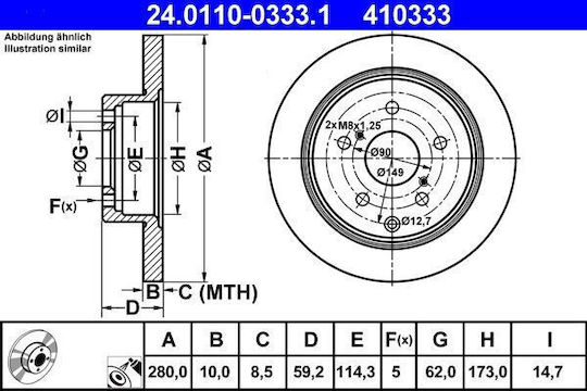 Disc de frână Toyota Avensis T25 Ate 24011003331