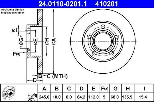 Bremsenscheibe Audi A6 4a C4 Ate 24011002011