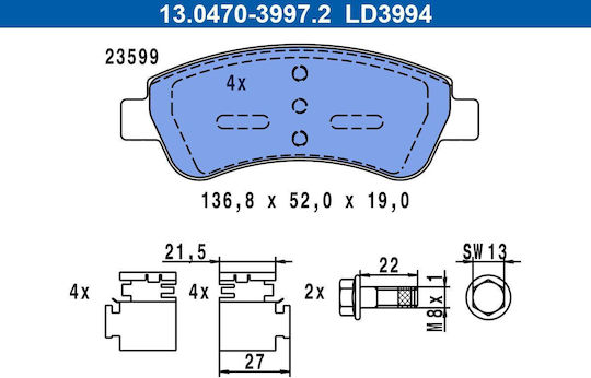 Спирачни накладки Citroen Berlingo Mf Ate 13047039942