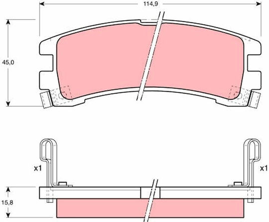 Trw Hintere Bremsbelag Set Ford Maverick Nissan Pathfinder Terrano 45mm 114,9mm 15,8mm 07.86-09.07