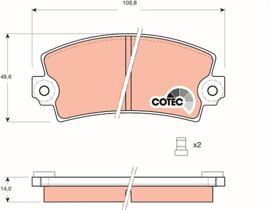 Front Disc Brake Pad Set Trw Automotive 49.6mm X 108.8mm X 14.0mm Abarth Ritmo Citroen Lna Visa Dacia 1310 1325 Nova