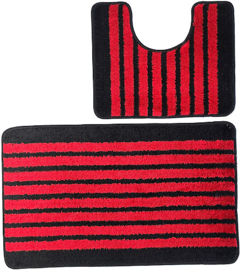 Kotonia Home Σετ Πατάκια Μπάνιου Red 50x80εκ. 2τμχ