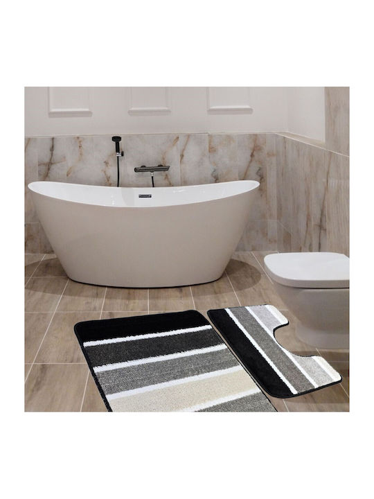Kotonia Home Antiderapant Set Covorașe de Baie Gri 50x80buc 2buc