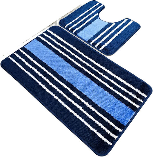 Kotonia Home Non-Slip Bath Mats Set Blue 50x80cm 2pcs