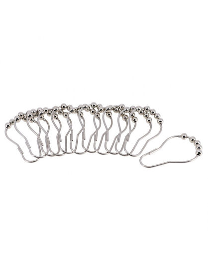 Bathroom Curtain Rings Stainless Steel Set of 12