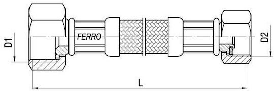 Flexibler Verbindungsschlauch Ferro Flexible Verbindung Gewebe Edelstahlmutter-Mutter 1/2" X 3/8" 40cm Pws83
