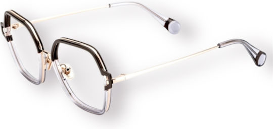 Le Parc Lirio 02 Damen Kombination Brillengestelle mit Rezept Polygon Braun-Grau-Rosa Gold