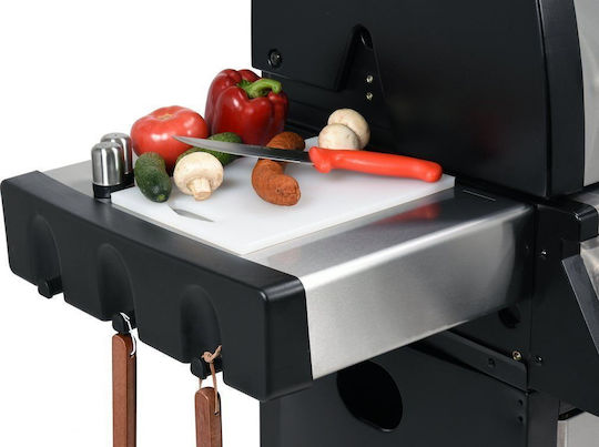 Yato Gasgrill Gusseisen Rost 65cmx46cmcm mit 5 cm 17.5kW und Seitenbrenner