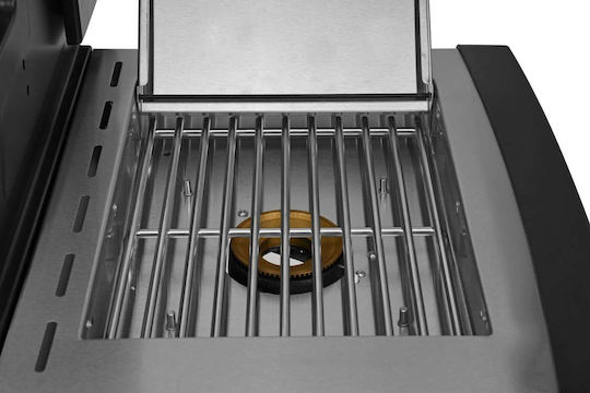 Yato Gasgrill Gusseisen Rost 65cmx46cmcm mit 5 cm 17.5kW und Seitenbrenner