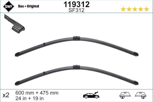 SWF Set Ștergătoare Auto Față 600mm/475mm pentru BMW E90 / E91 pentru BMW