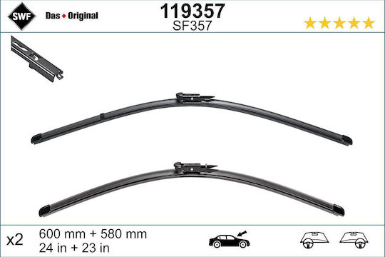 SWF VisioFlex Front Set Car Wiper Blades 600mm 580mm for BMW E60