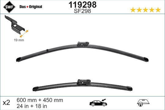 SWF VisioFlex Front Set Car Wiper Blades 600mm 450mm