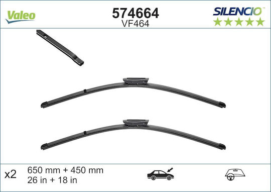 Valeo Silencio X.trm x2 Front Set Car Wiper Blades 650mm Passenger Wiper Length 450mm