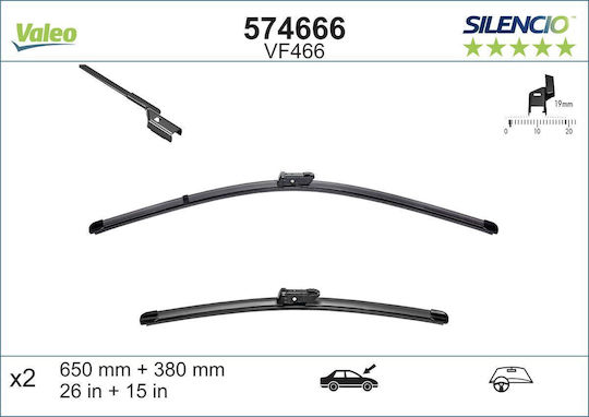 Valeo Silencio X.trm x2 Front Car Wiper Set 650mm/380mm for Ford Fiesta