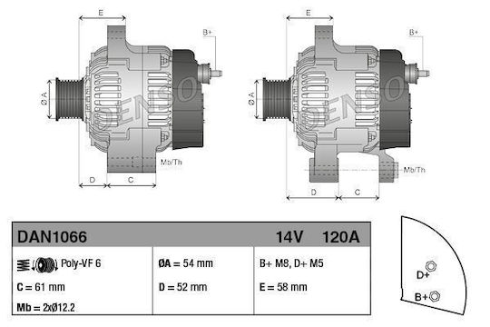 Alternator Alfa Romeo Giulietta 940 Denso Dan1066