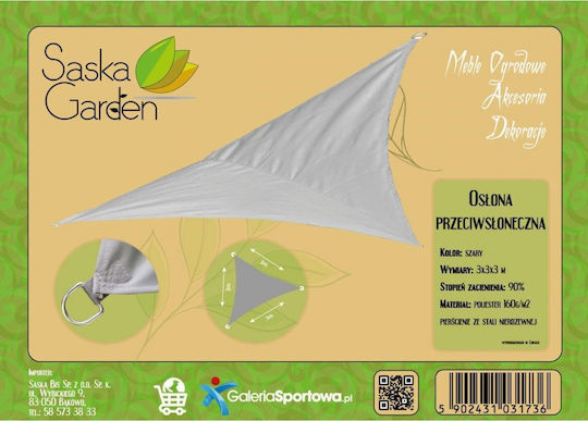 Saska Garden Triangle Shade Sail Gray 3x3x2m