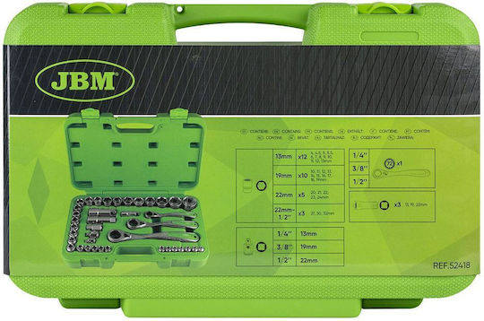 JBM Set de chei tubulare și clichet 1\2" & 1\4" & 3\4" 39buc