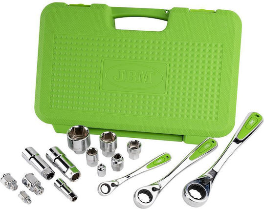 JBM Set de chei tubulare și clichet 1\2" & 1\4" & 3\4" 39buc