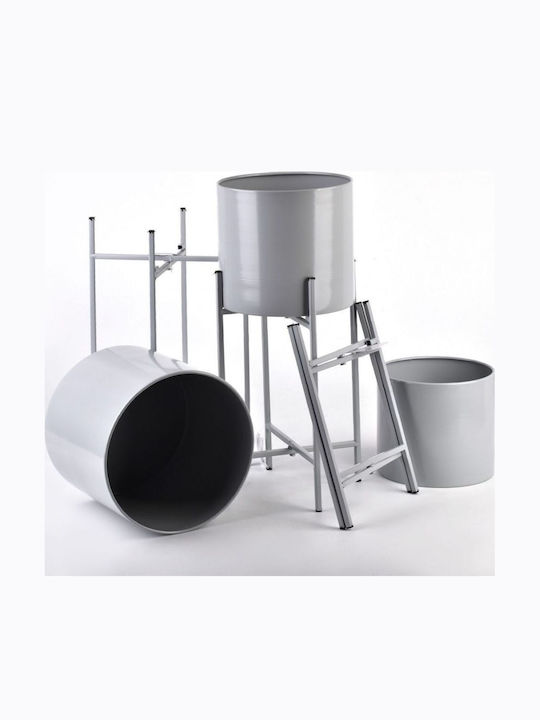 Lumarko Vaze Pentru Plante Metalice Gri Cu Suport 23x23x20cm 3 Bucăți