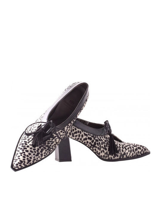 Leder Pumps mit Mittelhohem Absatz Braun