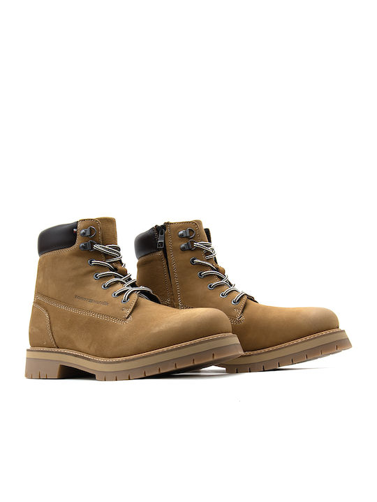 Leather Tabac Brown Men's Boots with Zipper