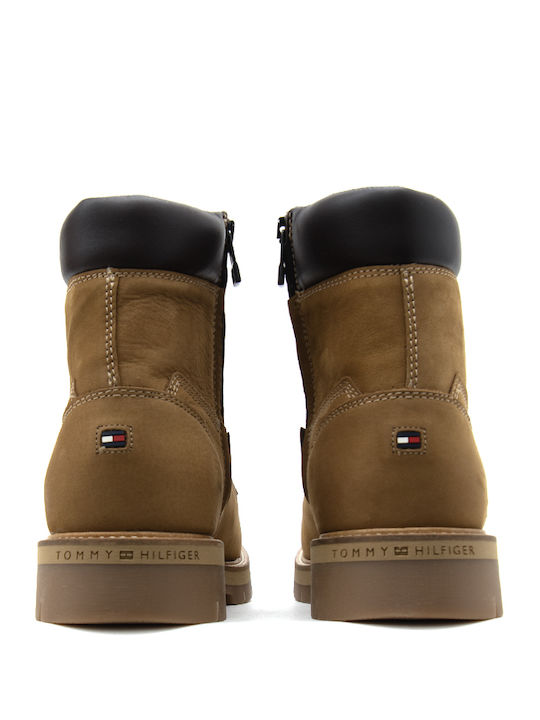 Leather Tabac Brown Men's Boots with Zipper
