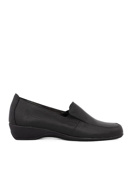 Leder Damen Mokassins in Schwarz Farbe