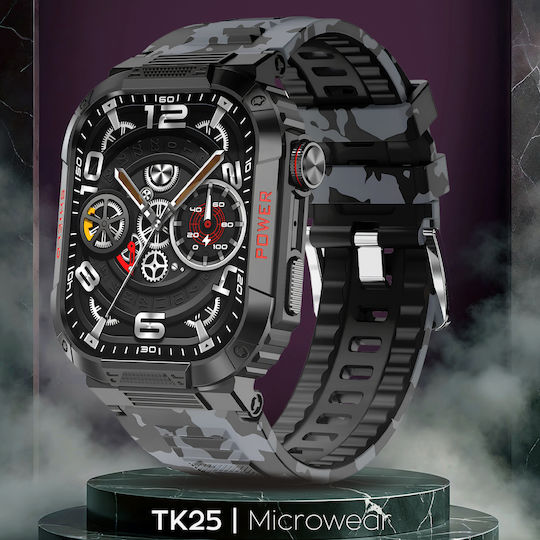 Microwear ET585 Smartwatch με Παλμογράφο (Black Steel)
