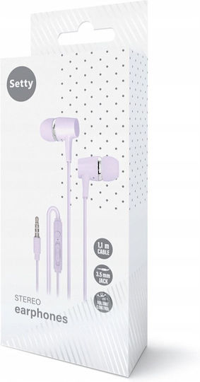 Setty In-ear Handsfree Ακουστικά με Βύσμα 3.5mm Μωβ