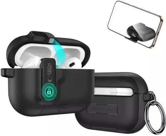 Tech-Protect Slim Hook Hülle Kunststoff mit Haken in Schwarz Farbe für Apple AirPods Pro 3