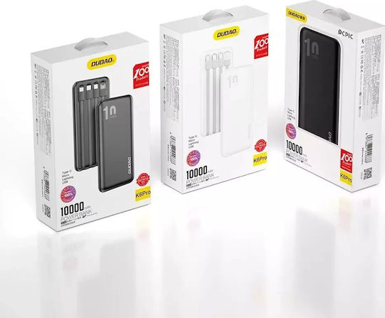 Dudao K6Pro Power Bank 10000mAh 15W With 2 USB-A Output Ports White