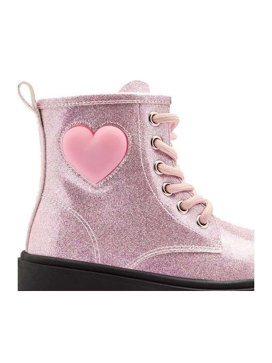 Kids Boots with Zipper and Lights Pink