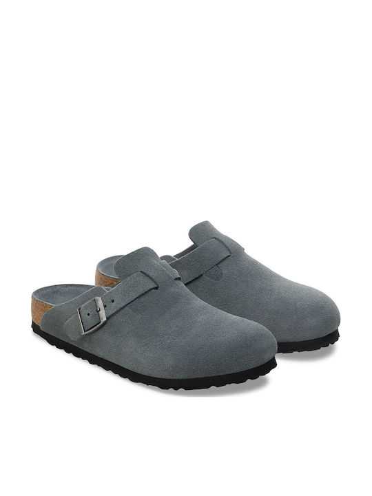 Birkenstock Ανδρικά Δερμάτινα Σαμπό Γκρι
