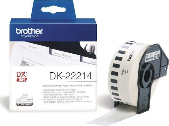 Brother Етикетна Лента 30.48м x 12мм в Черен Цвят Съвместима с Brother DK