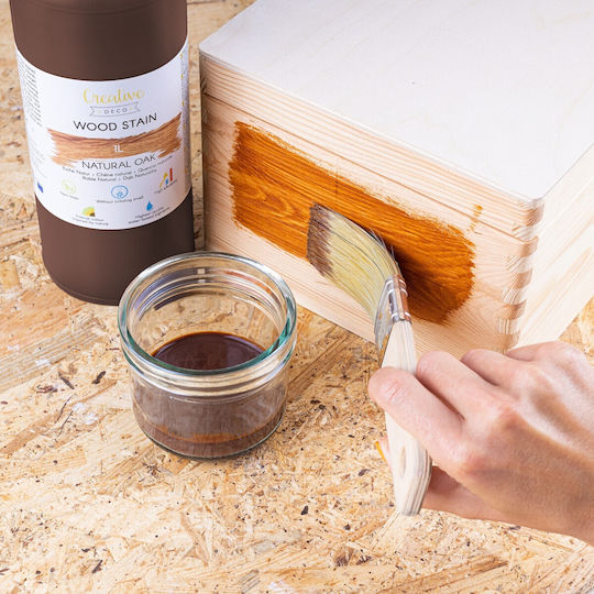 Creative Deco Water-based Varnish Stain Natural Oak Color 1l Quick-drying Varnish Non-toxic