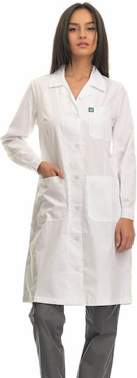 Alezi Women's White Medical Dressing Gown Cotton and Polyester