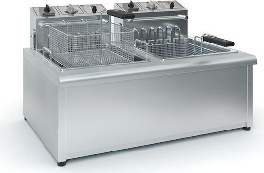 ΤζεΘάν Ηλεκτρική Φριτέζα Διπλή 15kW Χωρητικότητας 2x10lt 73x50x44cm 380V