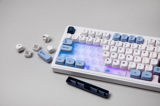 Ajazz AF98 Plus Безжичен Гейминг Клавиатура с RGB подсветка (Английски US) White Blue