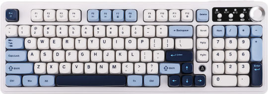 Ajazz AF98 Plus Безжичен Гейминг Клавиатура с RGB подсветка (Английски US) White Blue