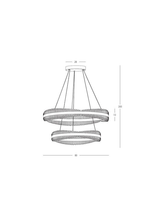 Zambelis Lights Висящо Осветително Тяло Златист с кристали