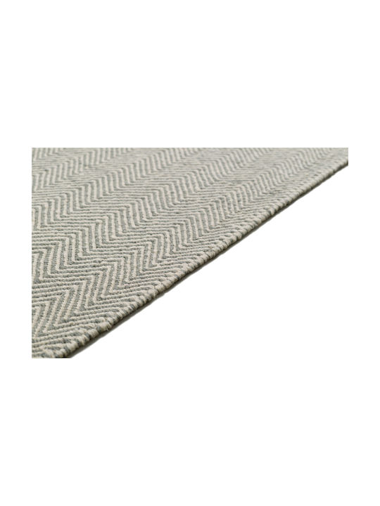 Tapicap Herringbone Kelim Covor Rectangular Din lână Gri Alb
