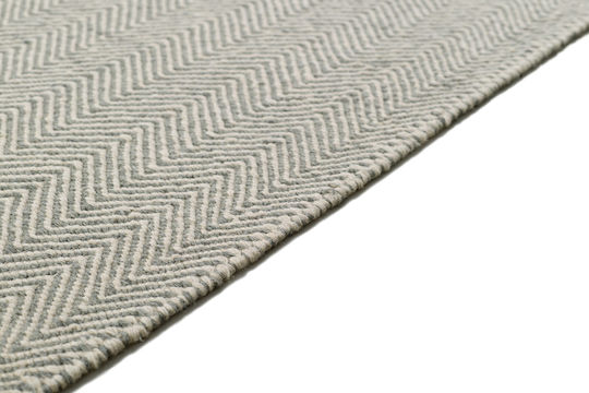 Tapicap Herringbone Kelim Килим Правоъгълена Вълна Сиво бяло