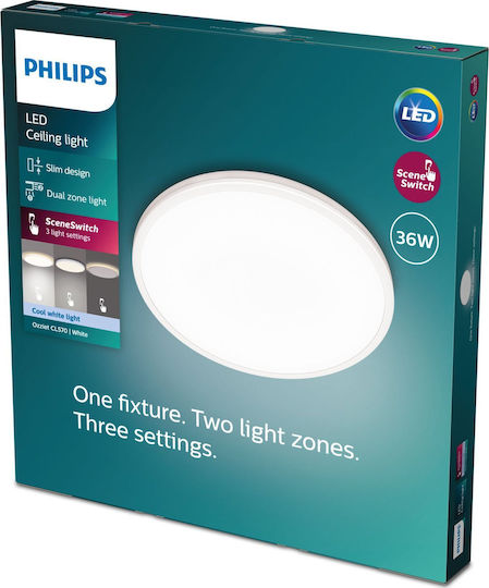 Philips Таванно осветление Бяла с Вграден LED