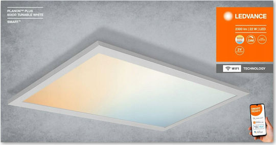 Ledvance Παραλληλόγραμμο Χωνευτό LED Panel 22W με Θερμό Λευκό Φως 3000K